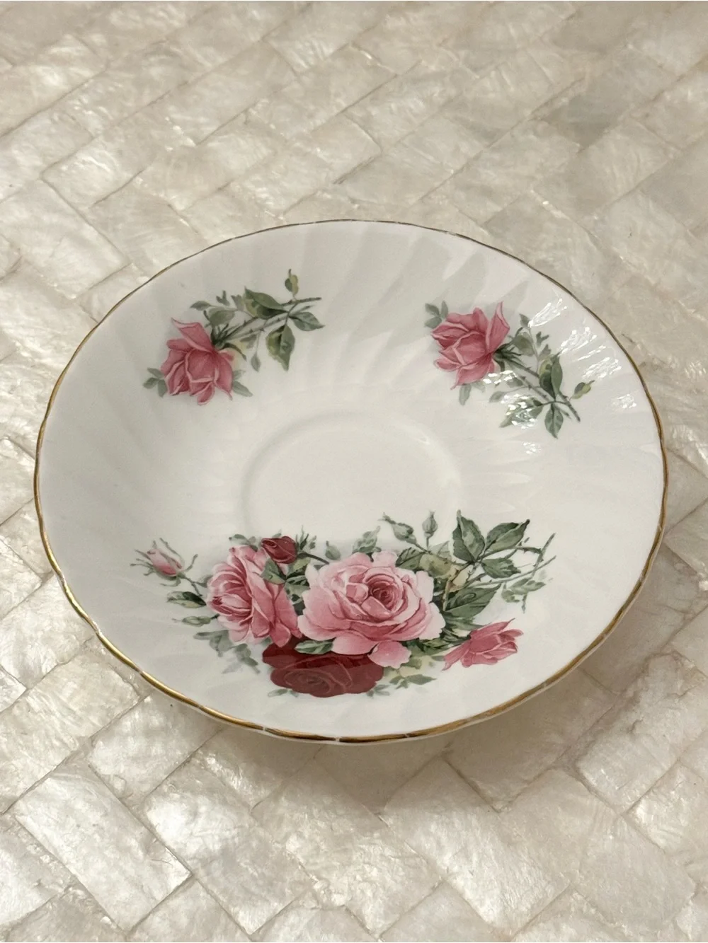 Fine Bone China roses design dish/saucer by Royal Kendal jewelry tray trinkets